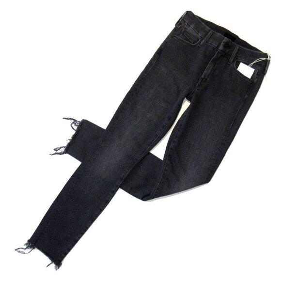 NWT Mother Looker Sacred Slit Ankle in Dear Mr. Black Stretch Skinny Jeans 24